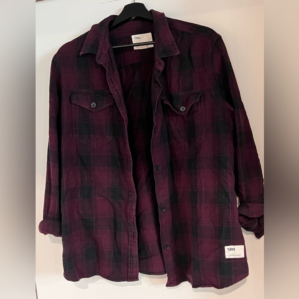 Tilly Burgundy and Black Plaid Shirt